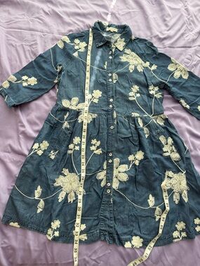 Floral Embroidered Denim Dress